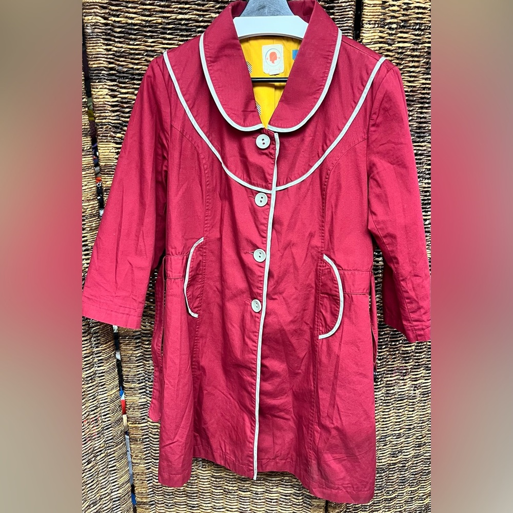Women's Red Button-Up‎ Coat